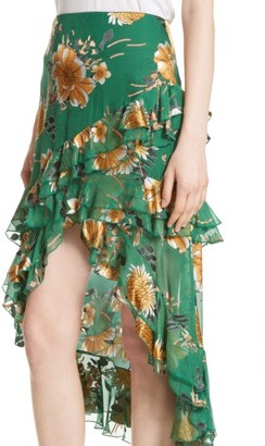 Alice + Olivia Women's Sasha Ruffled Asymmetrical Floral Skirt
