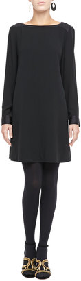 Eileen Fisher Washable Silk Long-Sleeve Dress