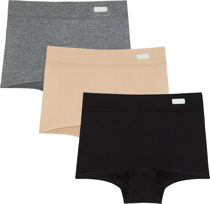 Kindly Yours Women’s Natural Comfort Cotton Modal Boyshort Underwear, 3-Pack, Sizes XS-XXXL