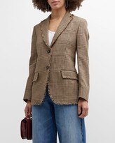 Thumbnail for your product : Officine Generale Charlene Check Frayed Trim Blazer