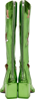 ANDREJ GRONAU グリーン Snake Star Cut ブーツ ANDREJ GRONAU SSENSE Exclusive Green Snake Star Cut Boots
