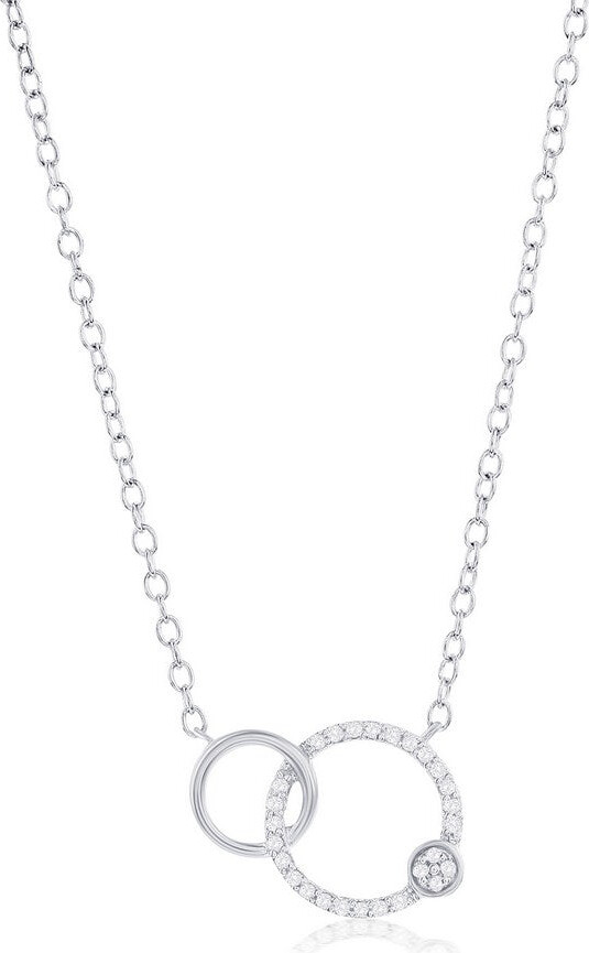 Simona Sterling Silver Double Circle Diamond Necklace
