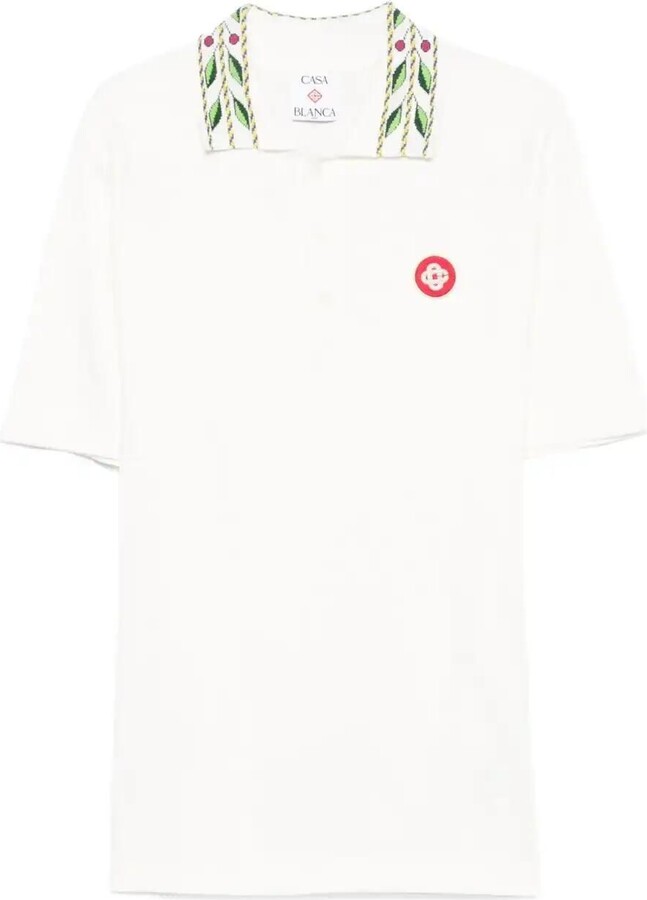 Casablanca Embroidered-Collar Polo Shirt