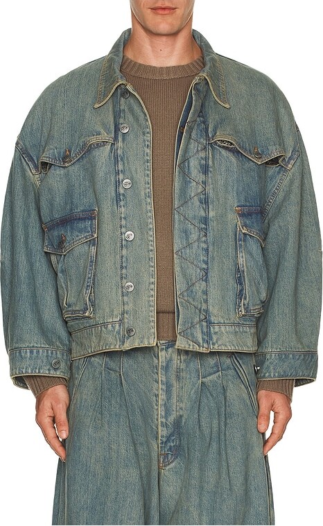 Art Community Washed Indigo Reversible 7 Pocket Japanese Denim Jacket