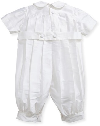 Isabel Garreton Boys' Tucks Silk Christening Playsuit, Size 3-24 Months