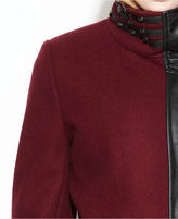 Thumbnail for your product : Sam Edelman Asymmetrical Wool-Blend Faux-Leather-Trim Coat