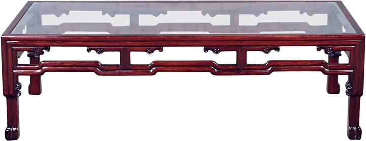 1stDibs Ming Style Rosewood Coffee Table With Rectangular Glass Inset Top Made In China
