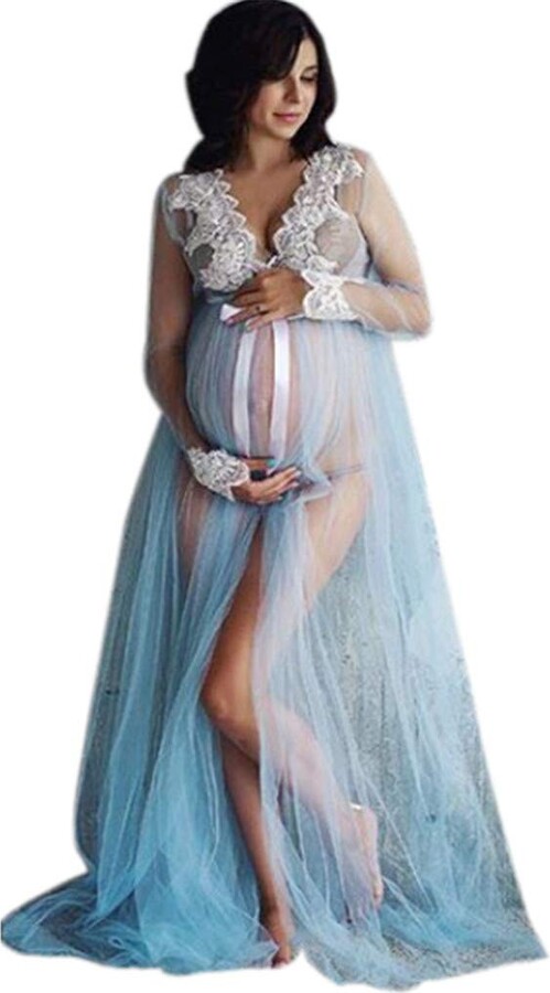 HOMEBABY maternity clothing Women's Long Lace Party Photography Maternity  Dress Ladies Pregnancy and Nursing Sexy Vintage Maxi Dress Spring Mom ...
