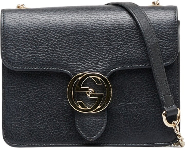 Gucci Interlocking G Black Leather Shoulder Bag (PreOwned) ShopStyle