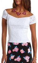 Thumbnail for your product : Charlotte Russe Short Sleeve Off-the-Shoulder Lace Top