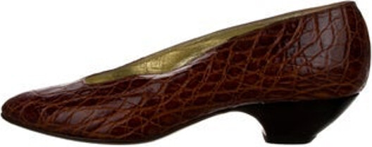 Walter Steiger Alligator Pumps Brown Animal Print Semi-Pointed Toes Unfortunately, due to restrictions, this item may not be eligible for shipping in all areas.