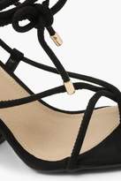 Thumbnail for your product : boohoo Wrap Strap Square Toe Block Heels