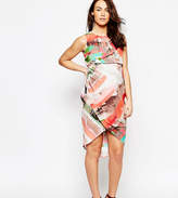 Thumbnail for your product : ASOS Maternity Drape Front Midi Dress In Abstract Stripe Print