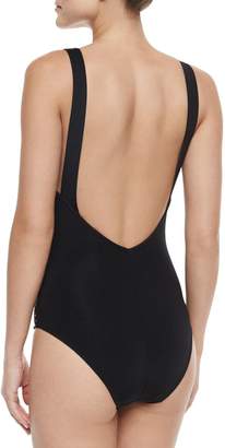 Jets Luxe Two-Tone Netted One-Piece Swimsuit