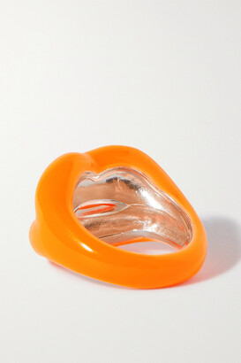 Hotlips - Silver And Enamel Ring - Orange