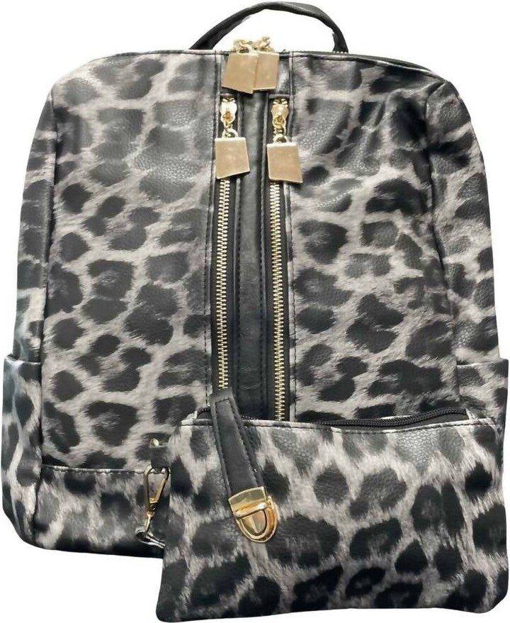 Leopard Print PU Leather Backpack For Women Fashionable Travel
