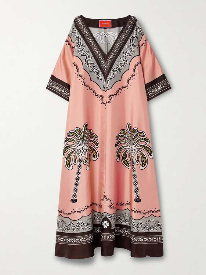 La DoubleJ Muumuu Oversized Printed Silk-twill Maxi Dress - Pink