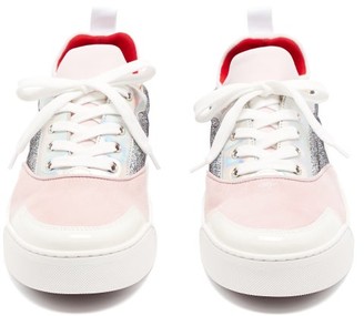 Christian Louboutin Aurelien Holographic Glitter Trainers - Pink Silver
