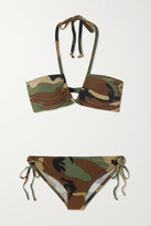 Thumbnail for your product : Norma Kamali Jason Camouflage-print Halterneck Bikini - Green