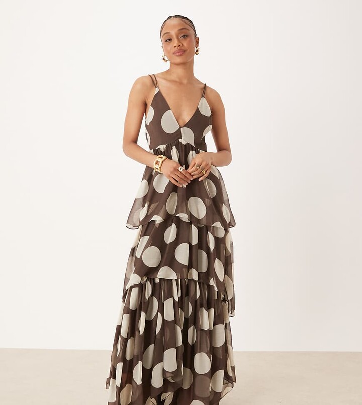 ASOS Tall ASOS DESIGN Tall open back lace insert dobby maxi tea