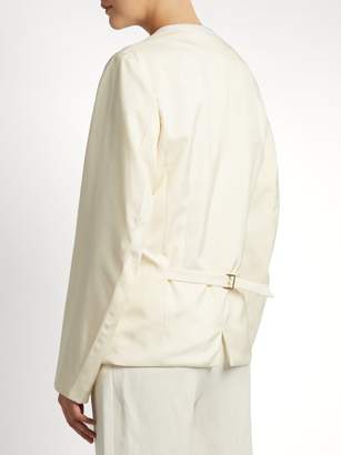 Chloé Collarless Wool Blend Single Breasted Jacket - Womens - Cream
