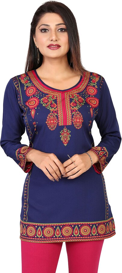 India Tunic Top Kurti Womens Printed Plus Size Indian Clothes – Maple  Clothing Inc.