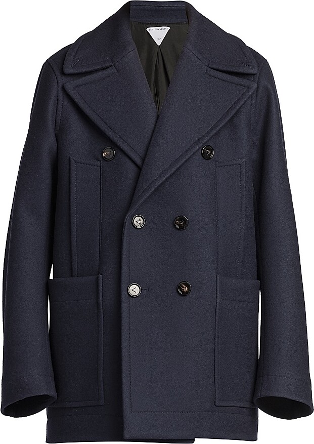 Bottega Veneta Women's Felted Wool Double-Breasted Coat - Blue - Size 2