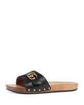 Thumbnail for your product : Gucci Sander Wood & Leather Clog w/GG, Black
