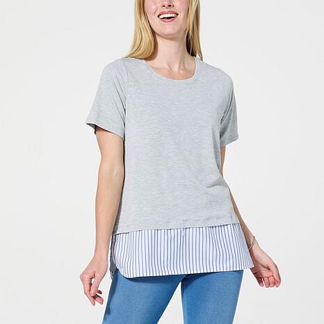 Hue Mixed Media Legging Tee - Blue - Size X-Small