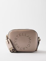 Thumbnail for your product : Stella McCartney Perforated-logo Small Faux-leather Cross-body Bag - Beige