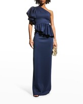 Thumbnail for your product : Black Halo Noble One-Shoulder Peplum Gown