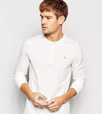 Jack Wills Henley T-Shirt With Long Sleeves in White Exclusive