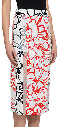 Nina Ricci Paneled Floral Silk Skirt