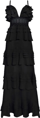 True Decadence The Sophia Black Tiered Ruffle Maxi Dress
