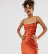 Thumbnail for your product : Asos Tall ASOS DESIGN Tall cami mini slip dress in high shine satin with lace up back