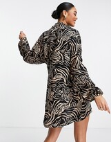 Thumbnail for your product : John Zack mini smock dress in animal print