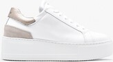 Thumbnail for your product : Daniel Sibley White Leather Gold Flash Flatform Trainers