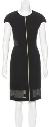 L'Agence Mesh-Accented Knee-Length Dress