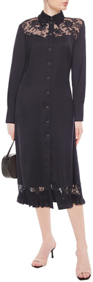Magda Butrym Sondrio Lace-paneled Silk-satin Shirt Dress