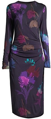HUGO BOSS Esetta Ruching Jersey Floral Print Sheath Dress