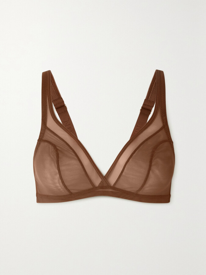 NUBIAN SKIN - Stretch-tulle Soft Cup Bra - Brown