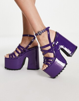Lamoda strappy chunky platform heel sandals in purple