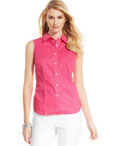 Thumbnail for your product : Jones New York Signature Sleeveless Polka-Dot Shirt