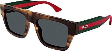 Gucci Men's New Pop Web 53mm Havana Square Sunglasses