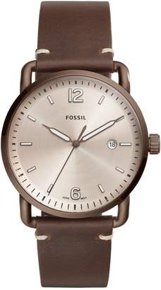 Fossil Men's The Commuter Leather Strap Watch, 42mm