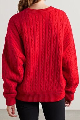 Cable-knit Sweater - Red - Ladies