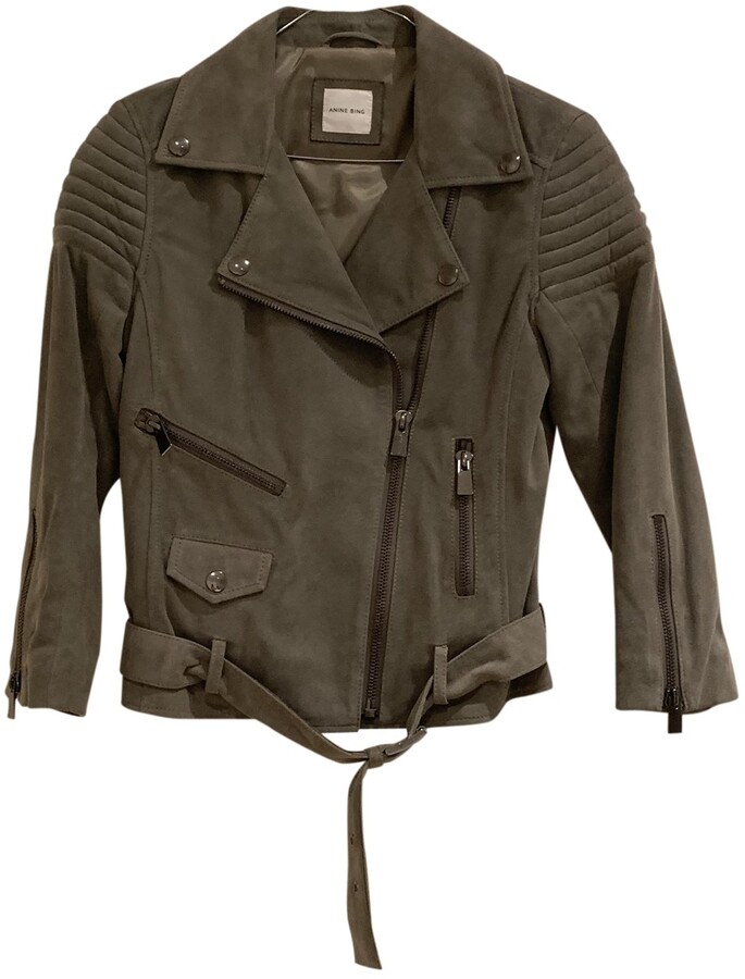 Anine Bing khaki Suede Leather Jackets - ShopStyle