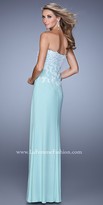 Thumbnail for your product : La Femme Beaded Contrast Lace Applique Prom Dress