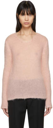 Saint Laurent Pink Mohair V-Neck Sweater