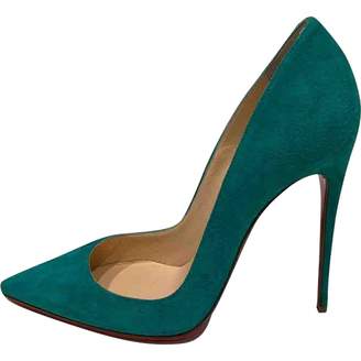 Christian Louboutin So Kate Turquoise Suede Heels